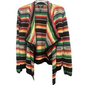 Lauren Ralph Lauren Vibrant Multicolor Striped Cardigan FLAW